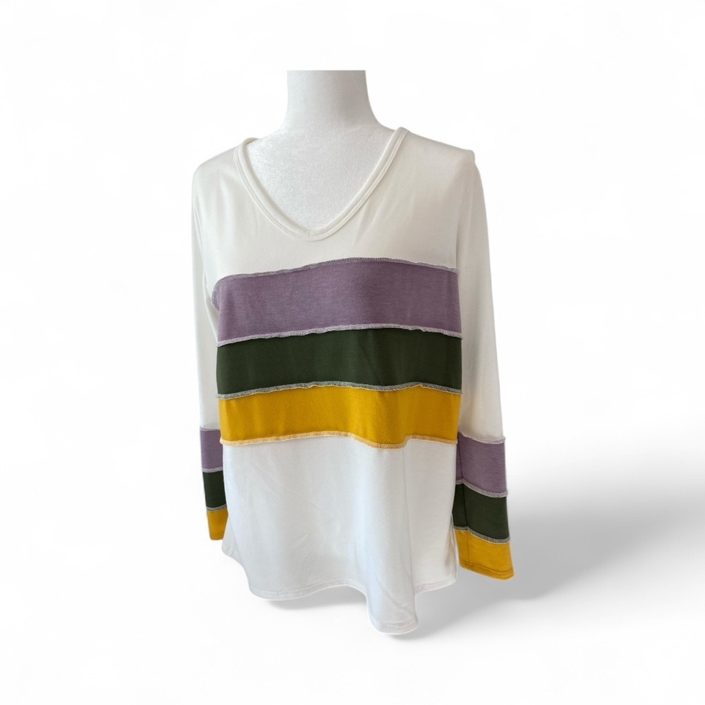 MACARON Women's Long Sleeve Tee - White, Purple, Green, Yellow